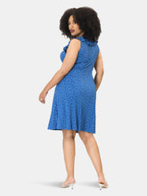 Load image into Gallery viewer, Chloe Short Sleeve A-Line Dress in Confetti Dot Nebulas Blue (Curve)