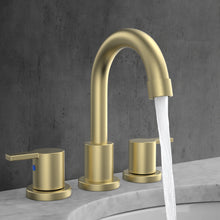 Load image into Gallery viewer, 8&quot; Widespread Bathroom Faucet With Drain Kit Included In Brushed Gold