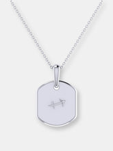 Load image into Gallery viewer, Sagittarius Archer Blue Topaz &amp; Diamond Constellation Tag Pendant Necklace In Sterling Silver