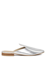 Load image into Gallery viewer, Marla Silver Metallic Leather Mules