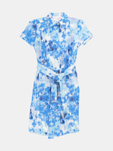 Load image into Gallery viewer, Carolina Herrera Women&#39;s Blue Multi Short Sleeve Collared Dress - 4