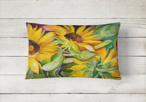 12 in x 16 in  Outdoor Throw Pillow Sunflowers Canvas Fabric Decorative Pillow