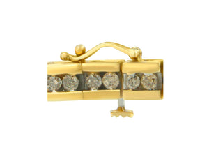 10K Yellow Gold Round Cut Champagne Diamond Bar Link Bracelet