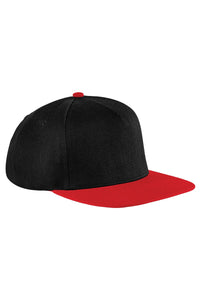 Unisex Original Flat Peak Snapback Cap - Black/Classic Red