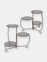 Load image into Gallery viewer, Sunnydaze 3-Tier Triple Plant Stand with Checkered Base - 24 in - Set of 2