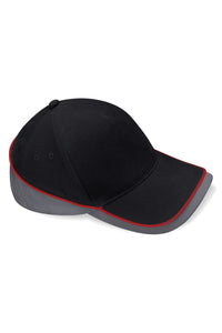 Beechfield Unisex Teamwear Competition Cap Baseball / Headwear (Black/Graphite Grey/Classic Red)