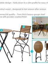 Load image into Gallery viewer, Deluxe European Chestnut Wood 3-Piece Folding Table and Bar Chair Set