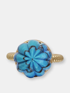 Summer Nights Turquoise Single Stone Ring & Pendant In 14K Yellow Gold Plated Sterling Silver