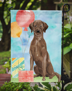 11 x 15 1/2 in. Polyester Happy Birthday Chocolate Labrador Retriever Garden Flag 2-Sided 2-Ply