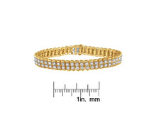 Load image into Gallery viewer, 2 Micron 14KT Gold Plated Sterling Silver Diamond Tennis Link Bracelet