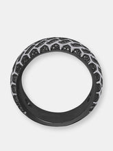 Load image into Gallery viewer, American Muscle Black Rhodium Plated Sterling Silver Tire Tread Black Diamond Band Ring