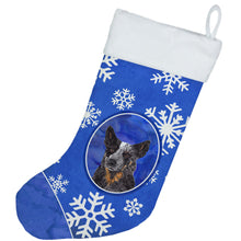 Load image into Gallery viewer, Australian Cattle Dog Winter Snowflakes Holiday Christmas Stocking