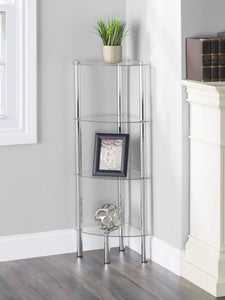 4 Tier Multi Use Arc Glass Corner Shelf, Clear