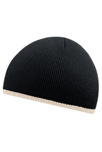 Load image into Gallery viewer, Beechfield Unisex Two-Tone Knitted Winter Beanie Hat (Black/Stone)