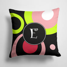 Load image into Gallery viewer, 14 in x 14 in Outdoor Throw PillowLetter E Monogram - Retro in Black Fabric Decorative Pillow