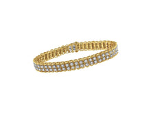 Load image into Gallery viewer, 2 Micron 14KT Gold Plated Sterling Silver Diamond Tennis Link Bracelet