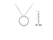 Load image into Gallery viewer, .925 Sterling Silver 1/3 Cttw Round-cut Diamond Open Circle Halo 18&quot; Pendant Necklace