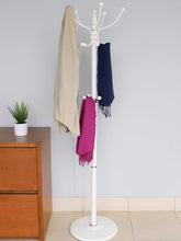 Load image into Gallery viewer, 16 Hook Free Standing Coat Rack with Sandstone Base, White