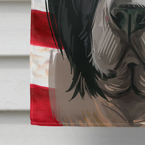 28 x 40 in. Polyester Pyrenean Mastiff Dog American Flag Flag Canvas House Size 2-Sided Heavyweight