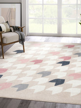 Load image into Gallery viewer, Deco DEC160A Beige Houndstooth Pink Area Rug