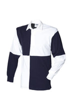 Load image into Gallery viewer, Front Row Quartered Rugby Sports Polo Shirt (White/Navy (White collar))