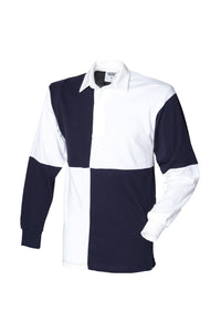 Front Row Quartered Rugby Sports Polo Shirt (White/Navy (White collar))