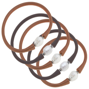 Bali Freshwater Pearl Silicone Bracelet - Stack of 5