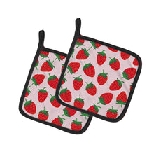Load image into Gallery viewer, Strawberries on Pink Pair of Pot Holders