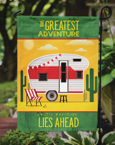 Greatest Adventure Retro Camper Desert Garden Flag 2-Sided 2-Ply