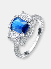 Load image into Gallery viewer, Sterling Silver Ocean Blue Cubic Zirconia Solitaire Ring