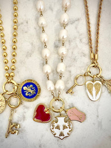 Lover's Heart Serpent Enamel Medallion Necklace