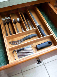 Expandable 8 Compartment Bamboo Cutlery Tray, Natural