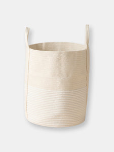 Dolder Yellow and White Cotton Rope Laundry Basket