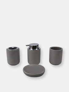 Luxem 4 Piece Ceramic Bath Accessory Set, Grey
