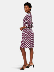 Sweetheart A-Line Wrap Dress in Retro Squares