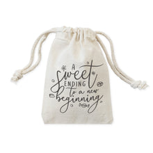 Load image into Gallery viewer, A Sweet Ending to a New Beginning Cotton Canvas Wedding Favor Bags, 6-Pack