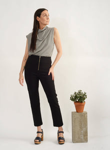 Zip Front Pegged Pant