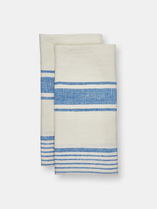 One Linen Kitchen Towel - Tuscany Blue Stripe