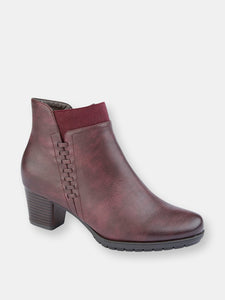 Womens/Ladies Alesia Side Zip Ankle Boot - Burgundy