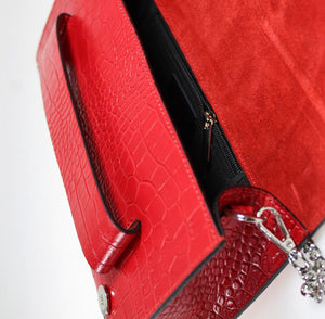 Clutch - Leather Croc Print With Hand Strap