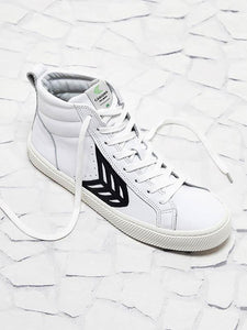 CATIBA High Off White Leather Black Logo Sneaker Women