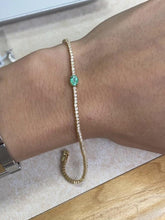 Load image into Gallery viewer, Statement Emerald on Mini Tennis Bracelet
