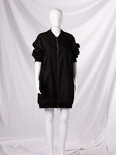 Load image into Gallery viewer, Long Black Linen Bomber Jacket