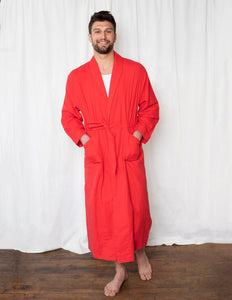 Mens Solid Color Flannel Robe