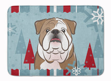 Load image into Gallery viewer, 19 in x 27 in Winter Holiday English Bulldog  Machine Washable Memory Foam Mat