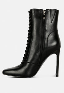 Wyndham Black Lace Up Leather Ankle Boots