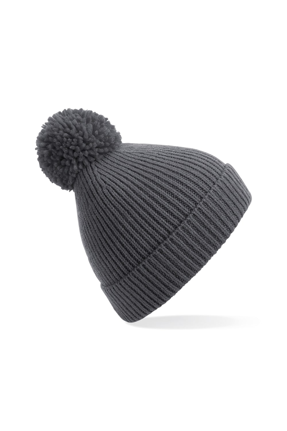 Engineered Knit Ribbed Pom Pom Beanie - Graphite Gray