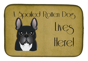 14 in x 21 in French Bulldog Spoiled Dog Lives Here Dish Drying Mat