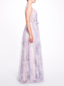 Sora Printed Gown - Lilac