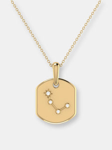 Aries Ram Diamond Constellation Tag Pendant Necklace In 14K Yellow Gold Vermeil On Sterling Silver